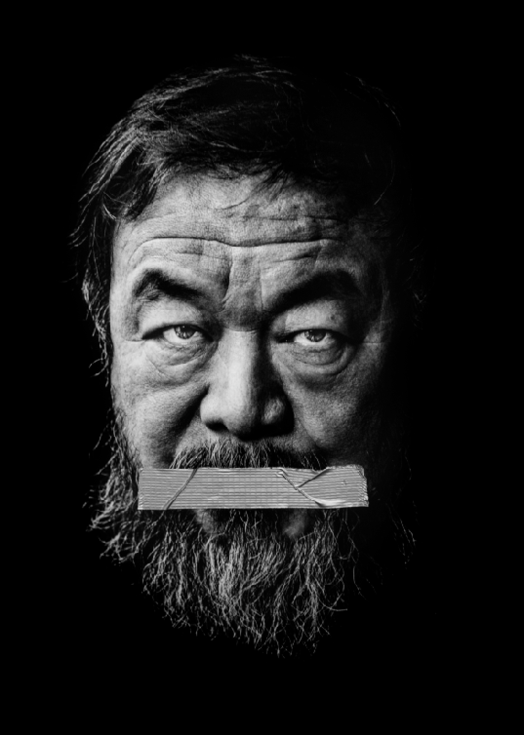 © Johan Bergmark Titel: Ai Weiwei  Bildmått: 30x40 cm  Teknik: "Mixed media" (fine art print + gaffatejp. Montering: Träram med distans 30x40 cm. Upplaga 19. Signerad: Ja. Pris: SEK 10 000